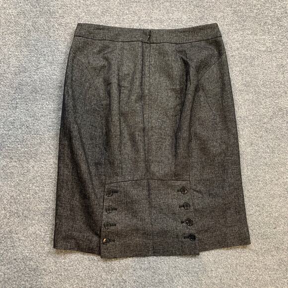 Ann Taylor Skirt Women 6 Gray Lined Pencil Wool Blend Button Pleat Back Zip - Picture 3 of 12